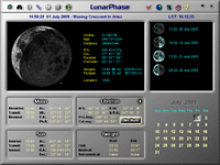 lunar phase, moon phase software, moon phases calculator,Astronomic Software,ASTRONOMY SOFTWARE DOWNLOAD,amateur astronomy